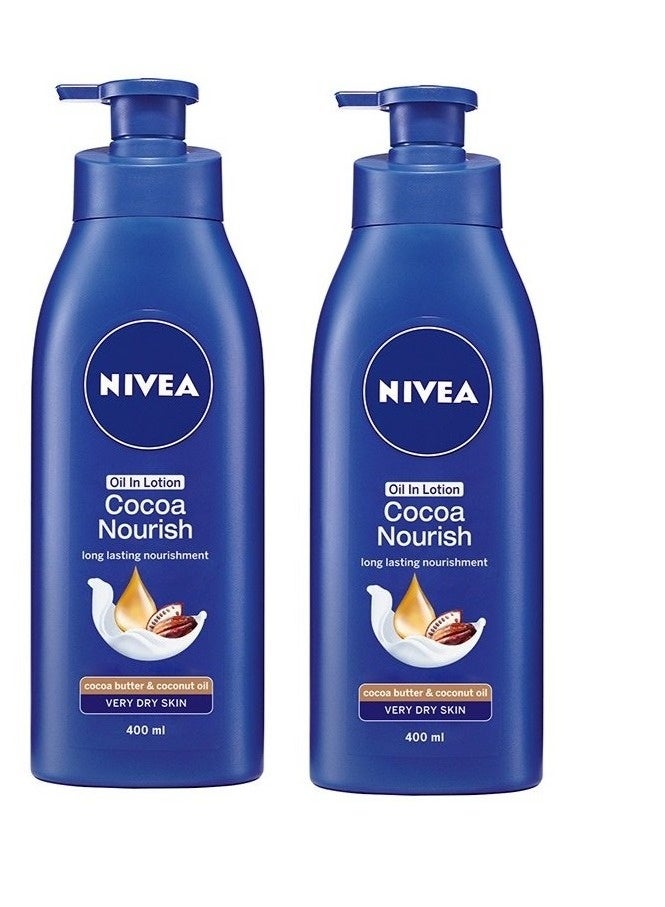 Nivea Cocoa Nourish Oil In Lotion 400ml (pack of 2) - Image 1